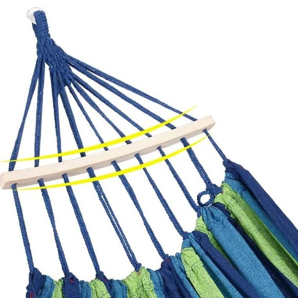 New Cotton Canvas Hammock Beach Swing Bed with Spreader Bar and Storage Bag - Picture 5 of 5